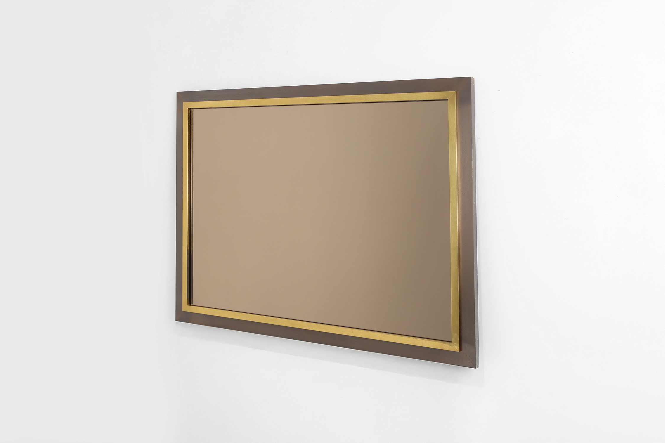 Belgian Mid-Century Belgo Chrome Mirror in Copper and Fumé Glass, 1980sthumbnail